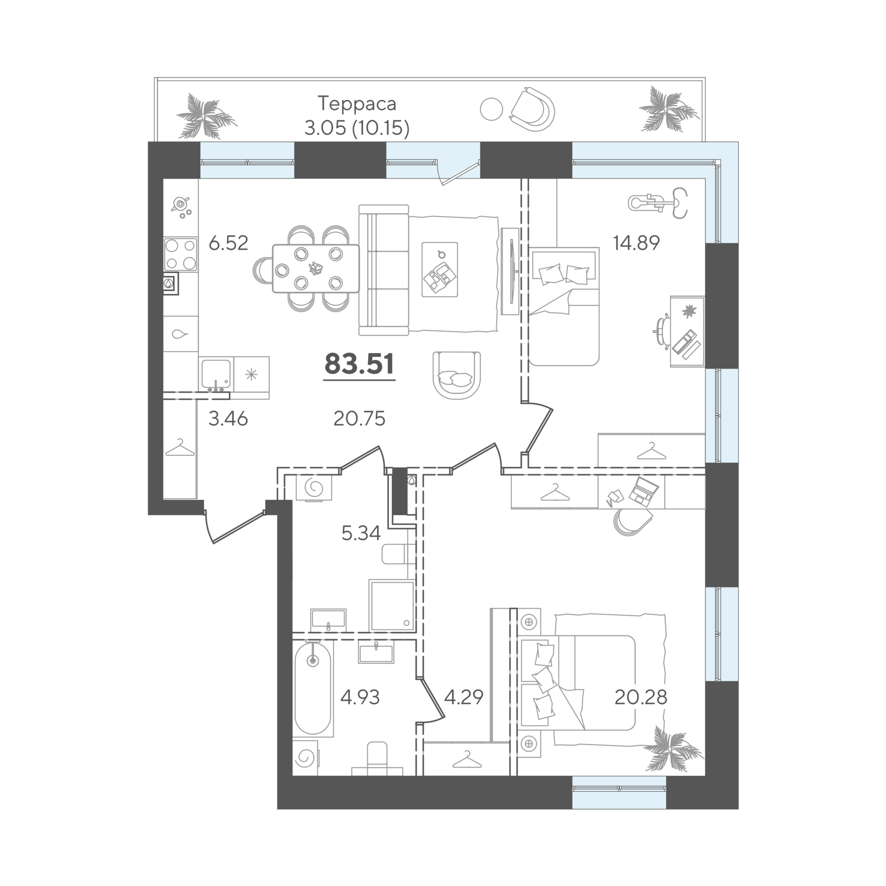 Семейный сценарий, 69–90 м²